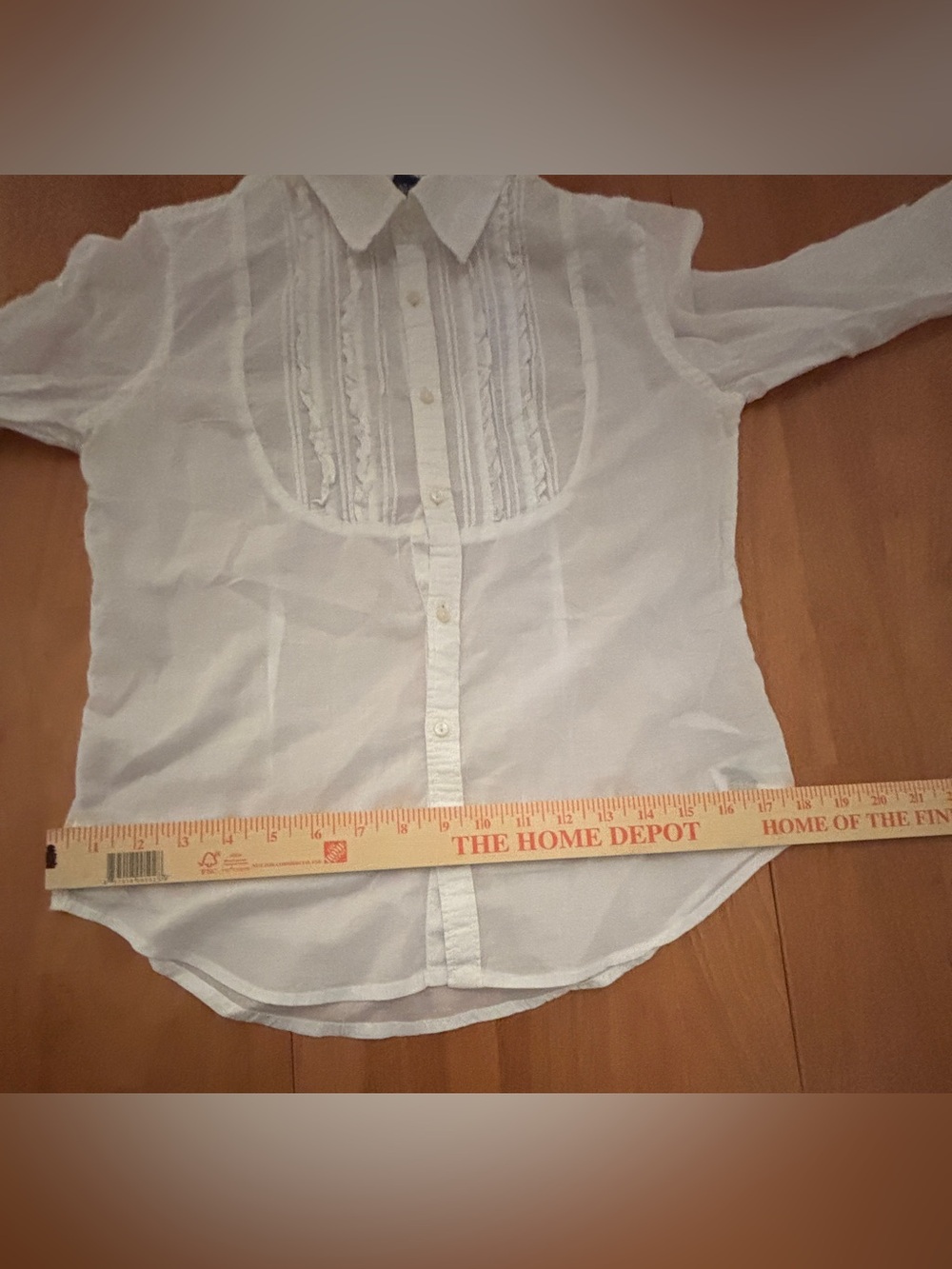 Ralph Lauren White 100% Cotton Button-down Ruffled Shirt ~ Child’s Size 16 - Picture 11 of 13